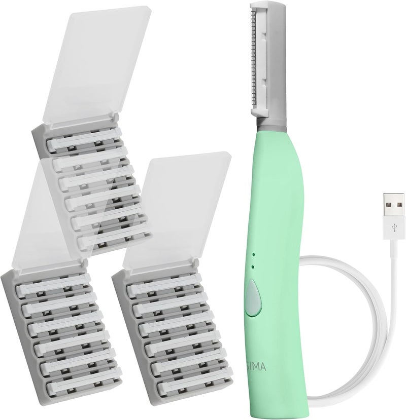 SPA SCIENCES - SIMA Patented Dermaplane Razor for Women Face – Painless 2-in-1 Facial Exfoliation & Peach Fuzz Hair Removal – Anti-Aging – 3 Speeds – Rechargeable – 19 Weeks Treatment - Image 1
